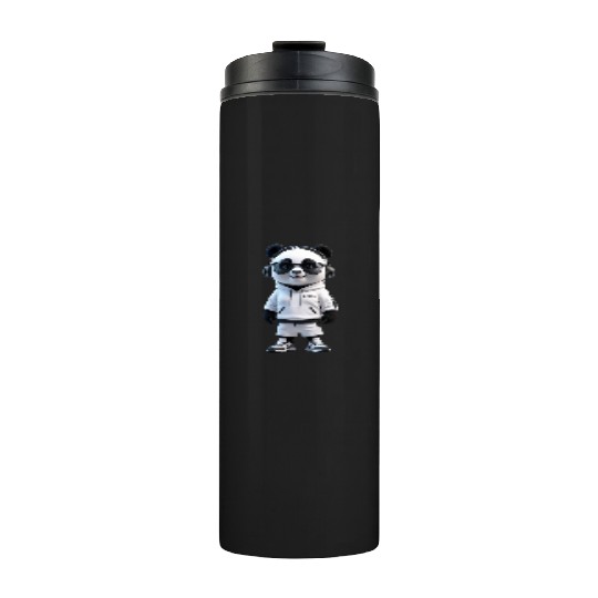Stylish 3D Panda Character Thermal Tumblers