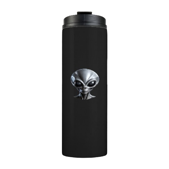 Real Grey Alien with a big head Thermal Tumblers