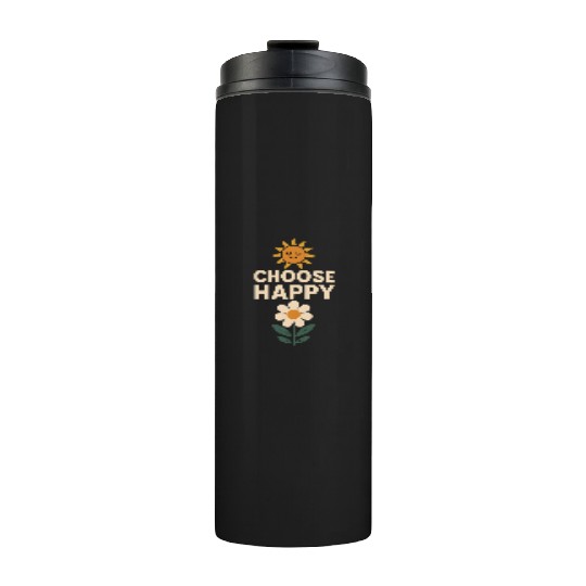 Choose Happy Retro Positivity Sun and Flower Thermal Tumblers