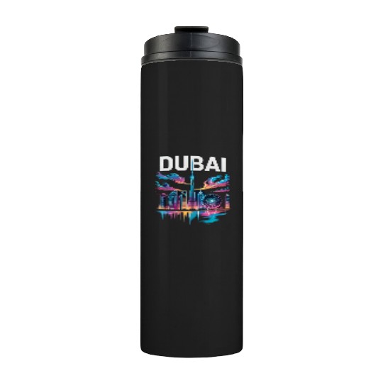 Dubai Skyline Neon Art Thermal Tumblers