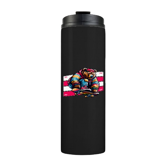 Radical Skater Bear – Urban Streetwear Style Thermal Tumblers