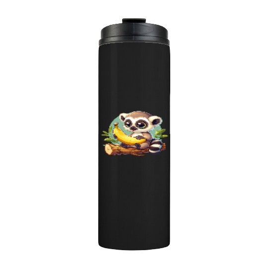 Raccoon with a banana Thermal Tumblers
