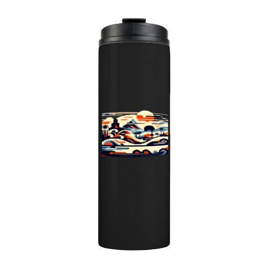 Tropical Waves & Mountains Art Thermal Tumblers