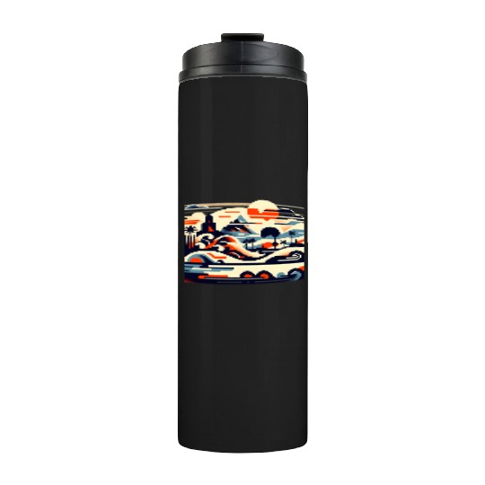 Tropical Waves & Mountains Art Thermal Tumblers