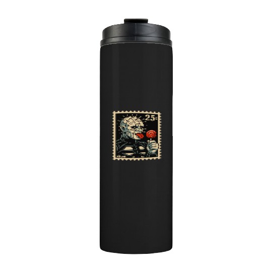 stamp of a horror lollipop licker raising hell Thermal Tumblers