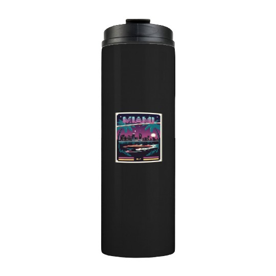 Miami Neon Retro Poster Vintage Souvenir Thermal Tumblers