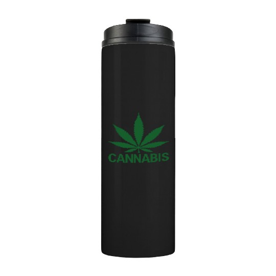 Cannabis Hemp Leaf Statement Green Look Thermal Tumblers