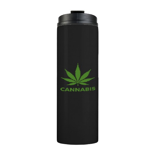 Cannabis Hemp Leaf Statement Green Look Thermal Tumblers