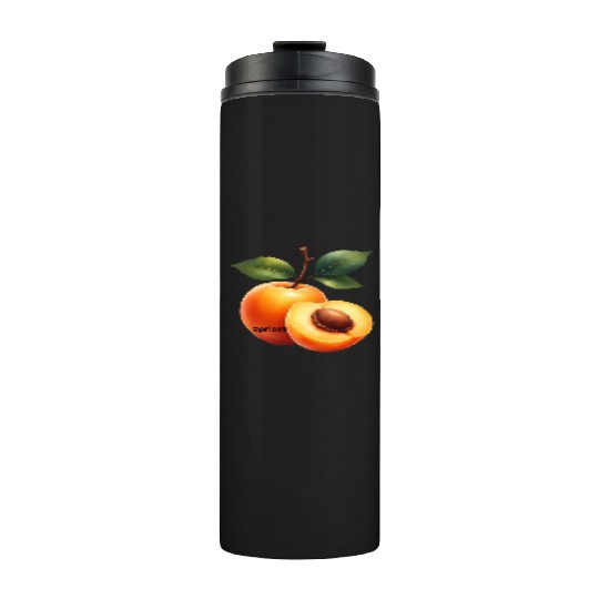 Apricot branch with green leaves Thermal Tumblers
