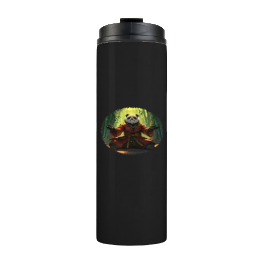 Meditating Panda In Bamboo Forest With Zen Energy Thermal Tumblers