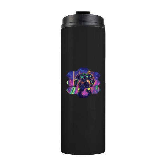 Bright Sci Fi Warrior In Neon Colors Thermal Tumblers
