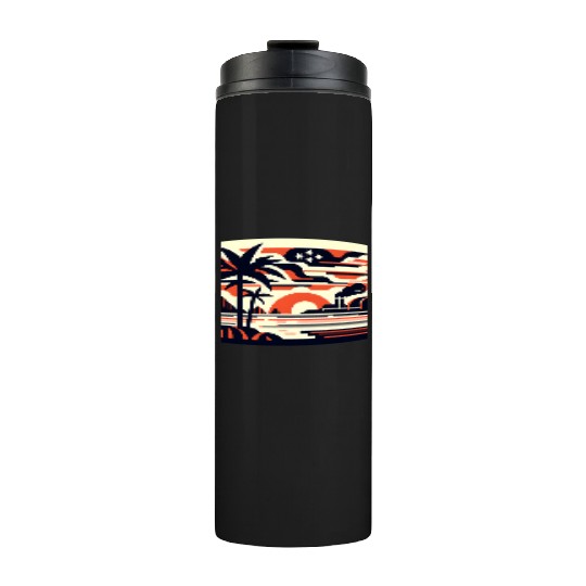 Twilight Palm & Factory Scene Thermal Tumblers