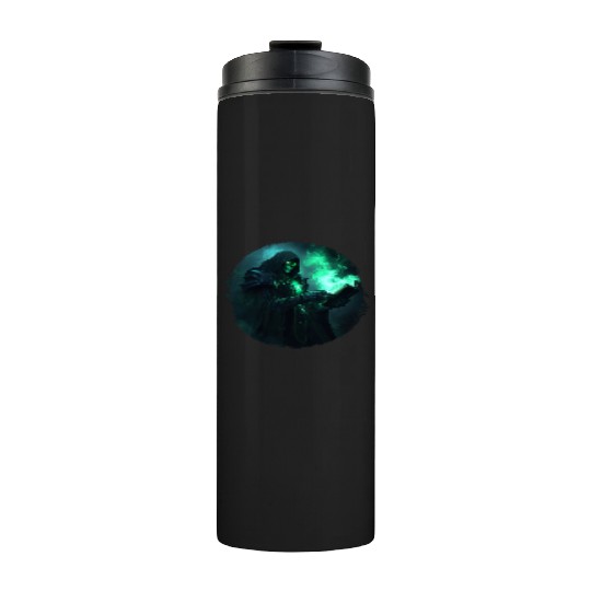 Green Shadow Mage with Burning Spell Book Thermal Tumblers