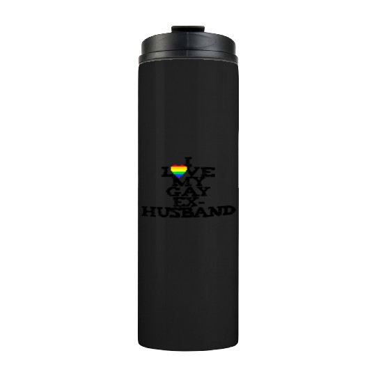 Rainbow Heart I Love My Gay Ex-Husband LGBTQ+ Ally Thermal Tumblers