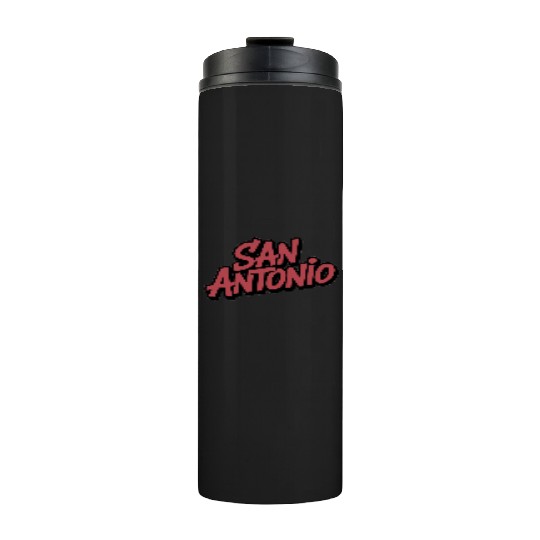 San Antonio Text Design Thermal Tumblers