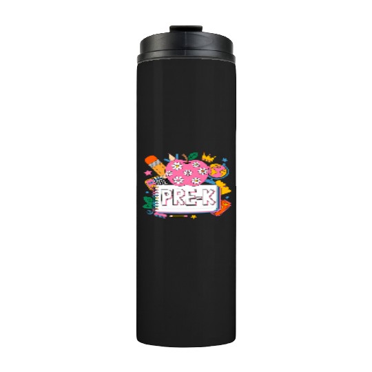 Pre K Teacher Back To School Apple Notebook Thermal Tumblers