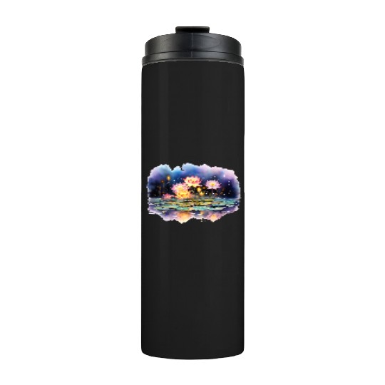 Retro Zen Lotus Firefly Night Thermal Tumblers