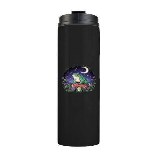 Green Frog on Red Mushroom - Starry Night Thermal Tumblers