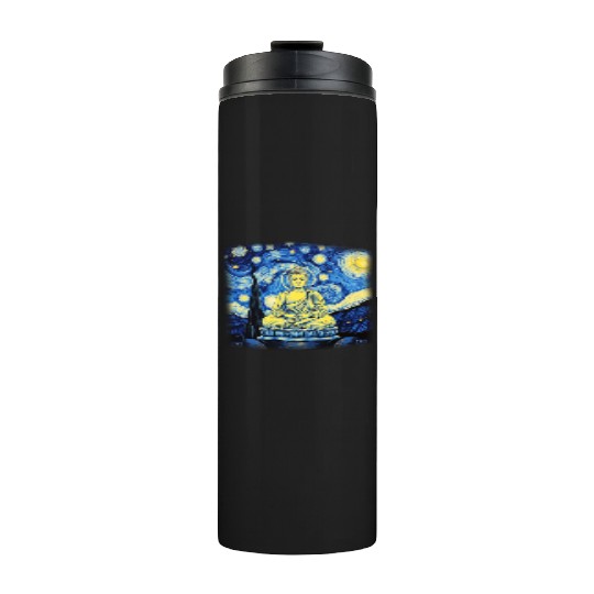 Starry Night Buddha Zen Art Inspired by Van Gogh Thermal Tumblers