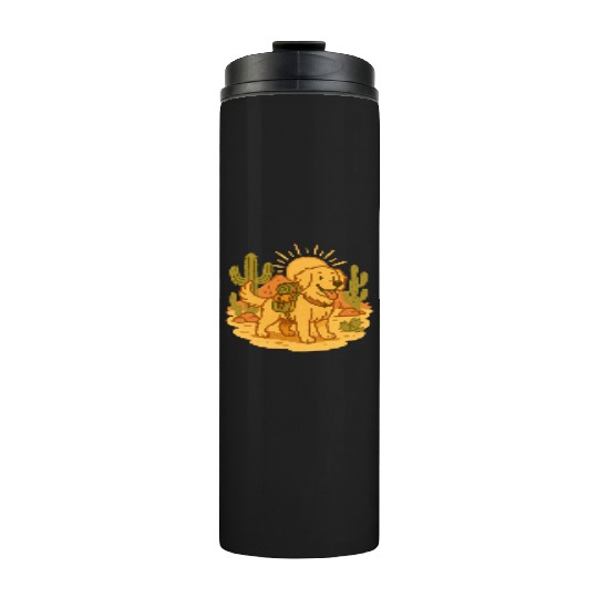 Golden Retriever Desert Hike Thermal Tumblers
