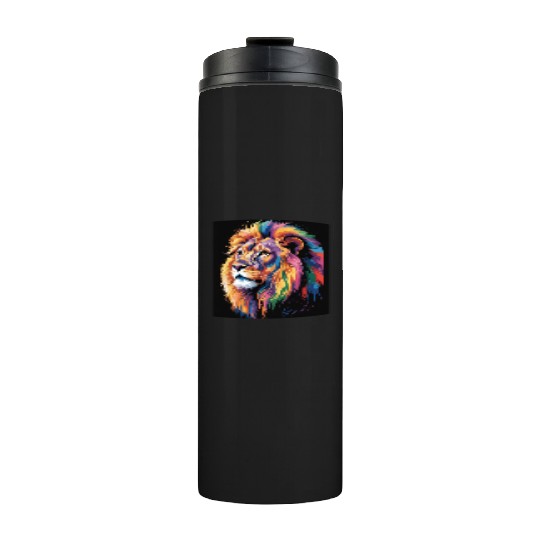 Pride and Power – Majestic Rainbow Lion Head Thermal Tumblers