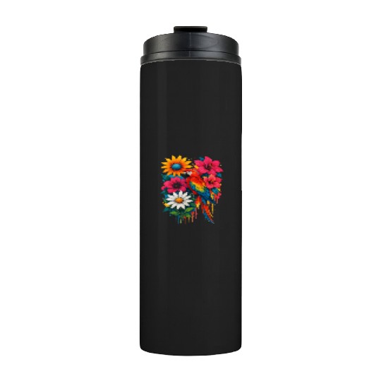 Tropical LOVE & Floral Feathers Thermal Tumblers