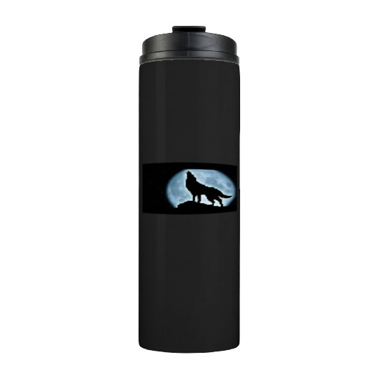 Wolf howling in the moonlight Thermal Tumblers
