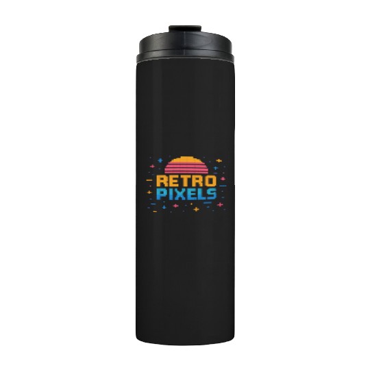 Retro Pixels – Neon 8-Bit Sunset Vibes Thermal Tumblers