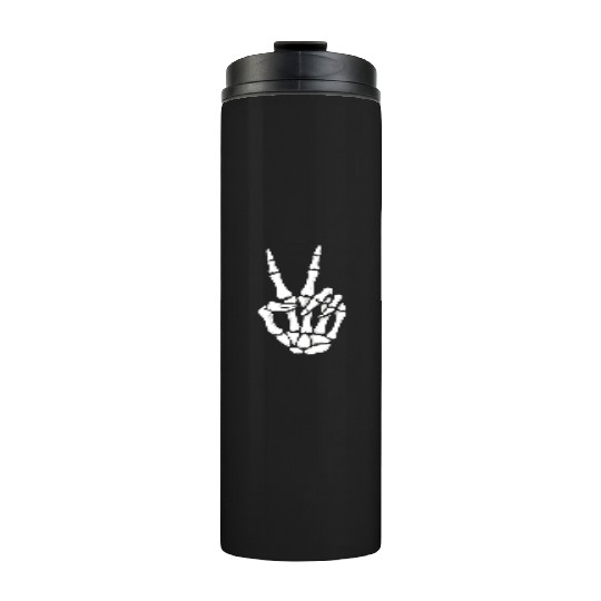 Skeleton Hand Peace Sign Cool Halloween Thermal Tumblers