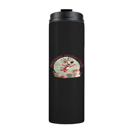 Festive Reindeer Celebration Design Thermal Tumblers