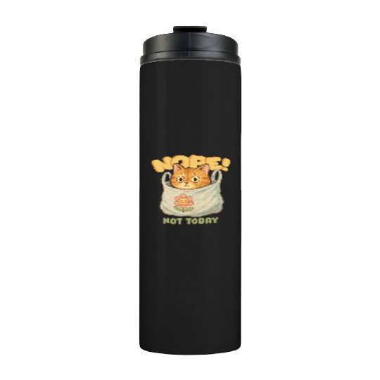 Cute Cat Wrapped in Laundry with Affirmation Thermal Tumblers