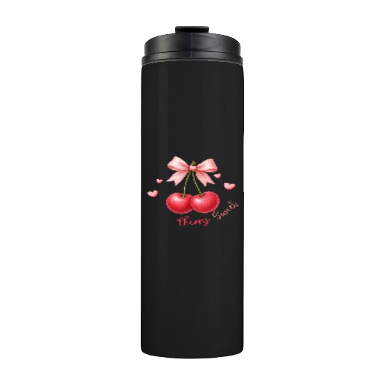 Cherry Heart Bow Design Thermal Tumblers