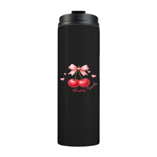 Cherry Heart Bow Design Thermal Tumblers