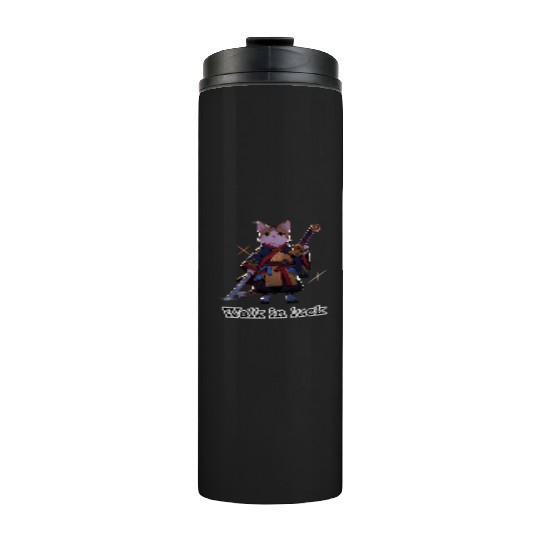Samurai Cat Illustration for Apparel Thermal Tumblers