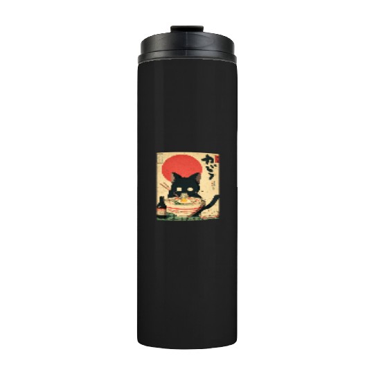 Ramen Cat Retro Poster Thermal Tumblers