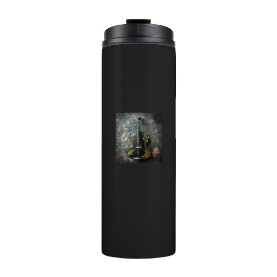 Elegant Black and Gold Violin Thermal Tumblers