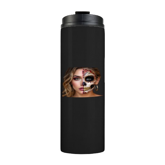 Intricate Sugar Skull Face Art Thermal Tumblers