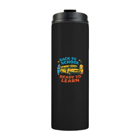Back to School Bus Cartoon Design Thermal Tumblers