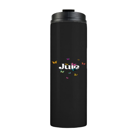 JULE - beautiful girl name with cute butterflies Thermal Tumblers