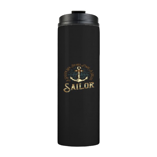 Vintage Nautical Sailor Anchor Captain Skull Thermal Tumblers