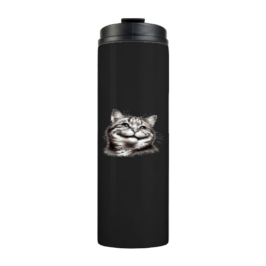Joyful Cat Illustration for Apparel Thermal Tumblers