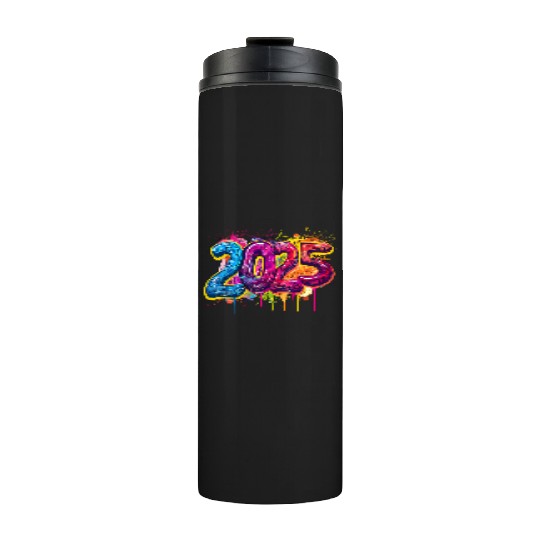 Colorful 2025 Graffiti Style Celebration Thermal Tumblers