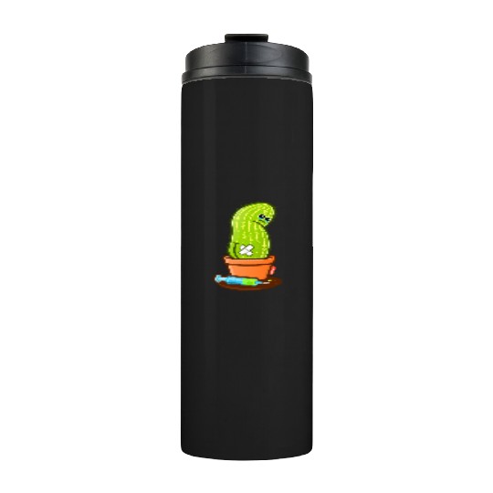 Cactie Blood Draw – Sad Cactus with Green Blood Thermal Tumblers