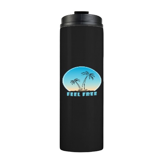Tropical Sunset Palm Illustration Thermal Tumblers