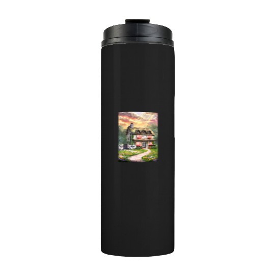 Fairy Tale Cottage in Sunrise Light Thermal Tumblers