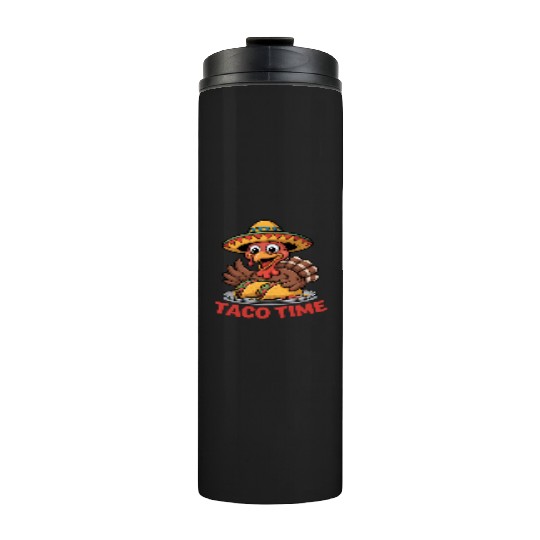 Festive Mexican Turkey Taco Design Thermal Tumblers