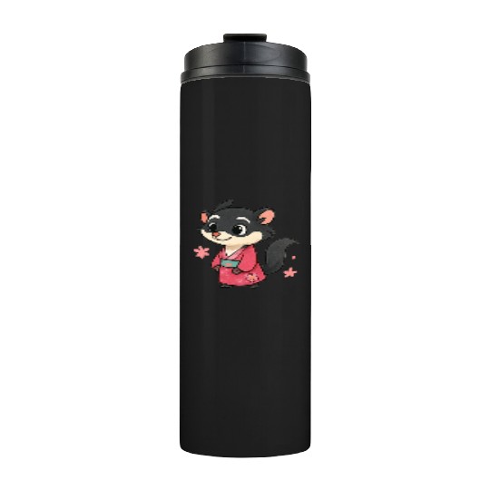 Kawaii Sly Fox in Traditional Kimono Thermal Tumblers
