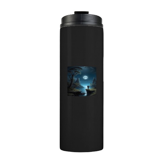 Lunar Night Cliff Landscape Thermal Tumblers
