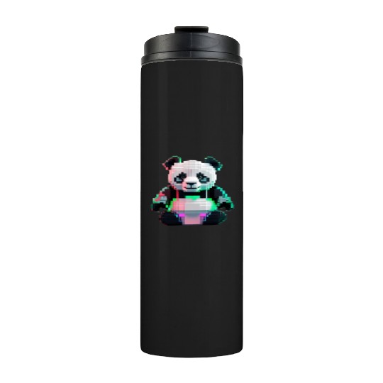 Pixel Art Cyber Panda Toy Thermal Tumblers