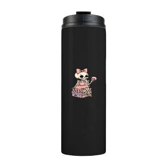 Cherry Blossom Skeleton with Potion Books Thermal Tumblers